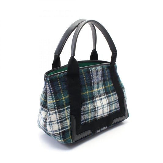 Balenciaga Navy Cabas S Wool Leather Tote