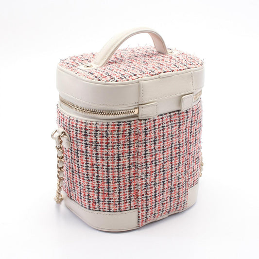 Chanel Coco Mark Fabric Leather Handbag AS0323