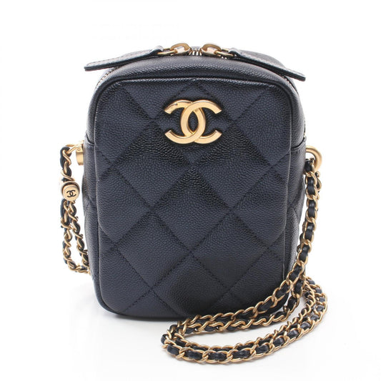 Chanel Matelasse Caviar Skin Shoulder Bag Navy