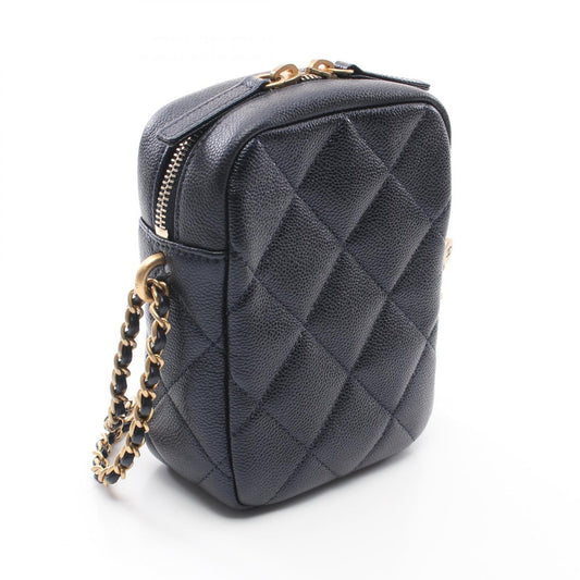 Chanel Matelasse Caviar Skin Shoulder Bag Navy