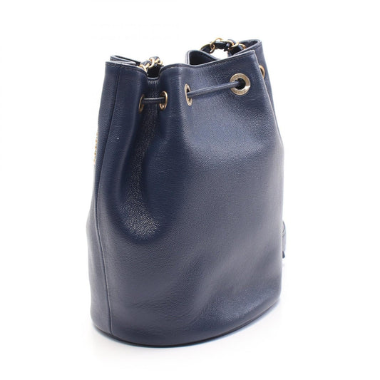 Chanel Deauville Leather Shoulder Bag Navy