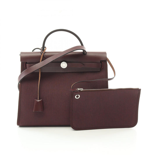 Hermes Toile Ash Zip PM Handbag Bordeaux