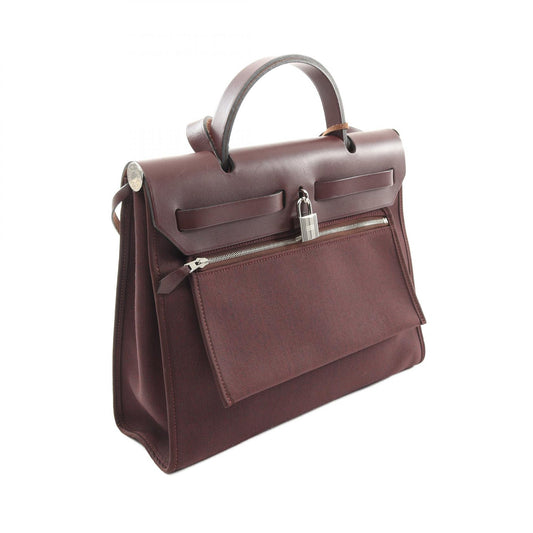 Hermes Toile Ash Zip PM Handbag Bordeaux