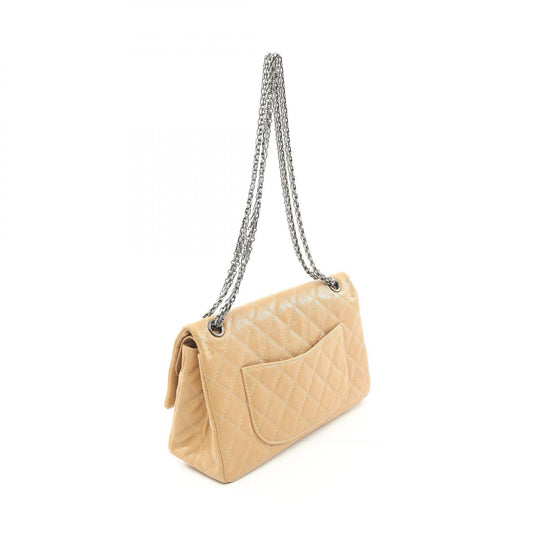 Chanel 2.55 Matelasse W Flap Shoulder Bag Beige