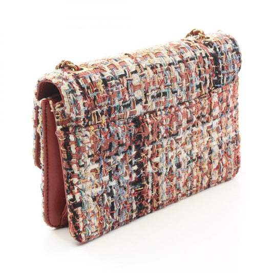 Chanel Coco Mark Fabric Leather Shoulder Bag A93221