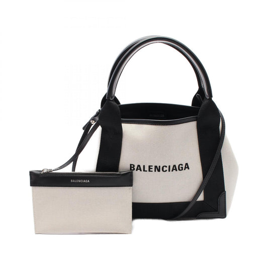 Balenciaga Canvas Leather Navy Cabas XS Handbag