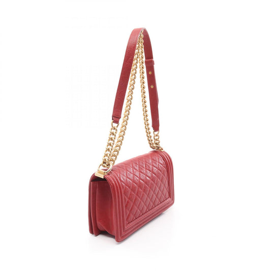 Chanel Boy Shoulder Bag Leather Red A67086