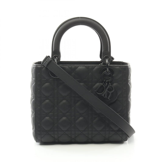 Dior Lady Dior Leather Handbag Black