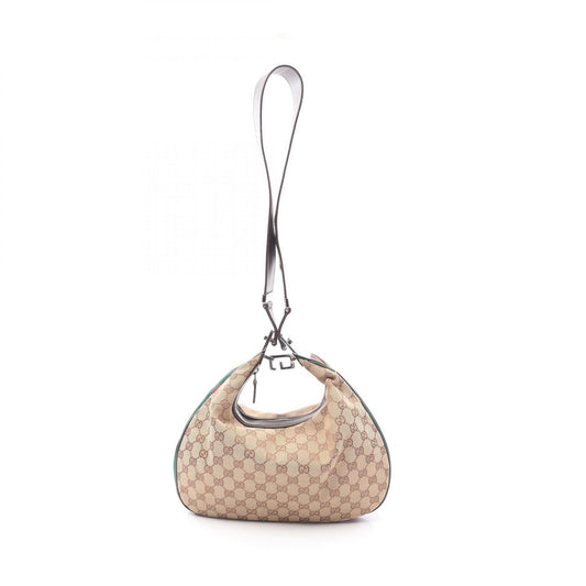 Gucci GG Canvas Leather Shoulder Bag Beige