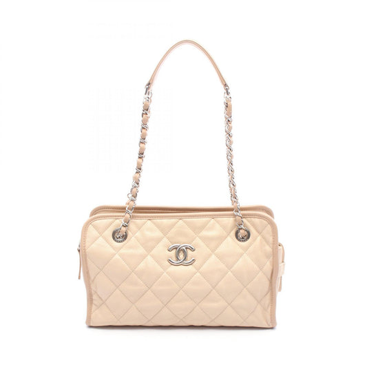 Chanel Leather Shoulder Bag Beige