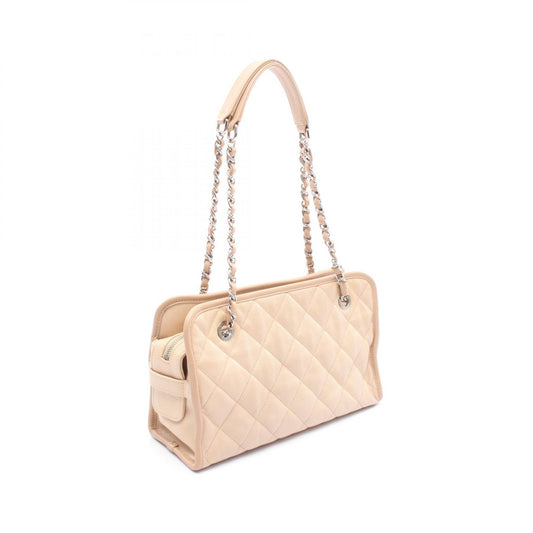 Chanel Leather Shoulder Bag Beige