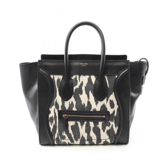 Celine Luggage Mini Shopper Canvas Leather Handbag