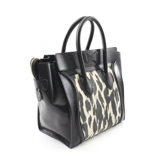 Celine Luggage Mini Shopper Canvas Leather Handbag