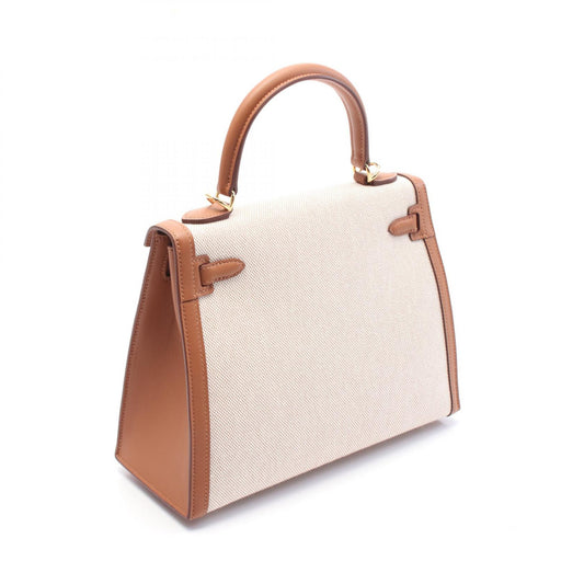 Hermes Kelly 25 Leather Canvas Handbag