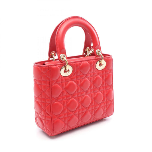 Dior Lady Dior Small Leather Handbag Red
