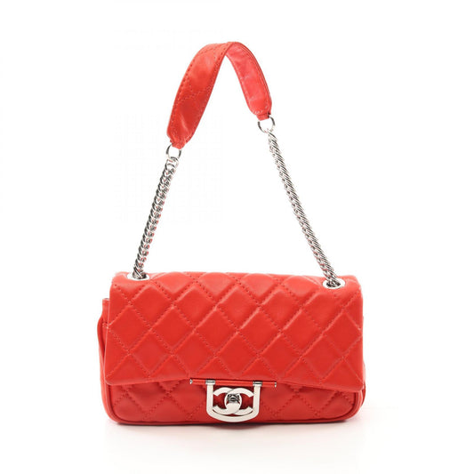 Chanel Lambskin Matelasse Shoulder Bag Red