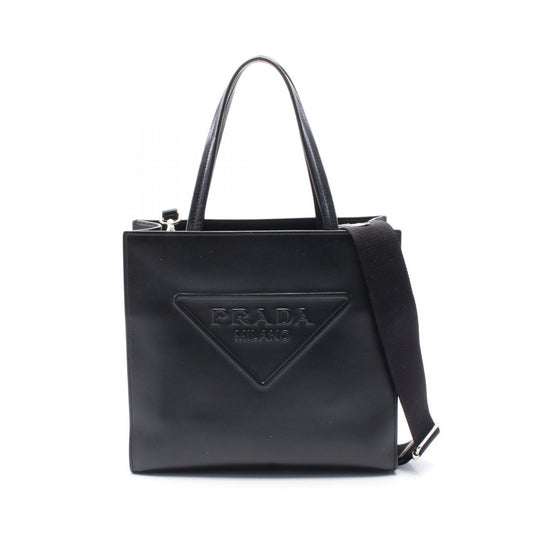 Prada Soft Calf Leather Triangle Logo Tote Bag