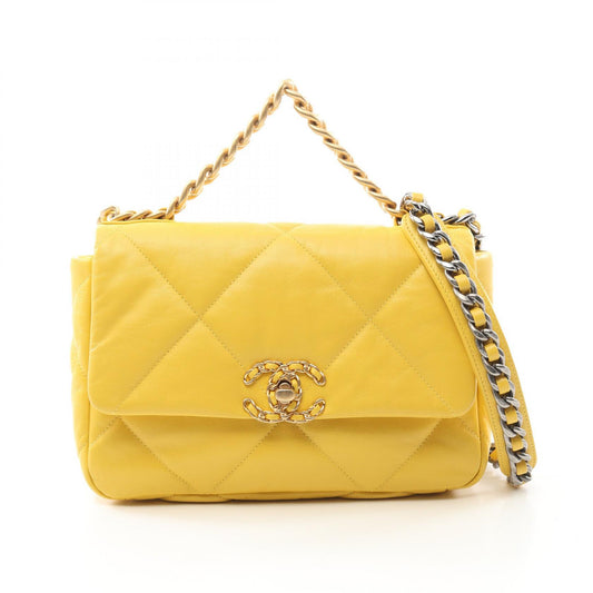 Chanel 19 Matelasse Lambskin Shoulder Bag Yellow
