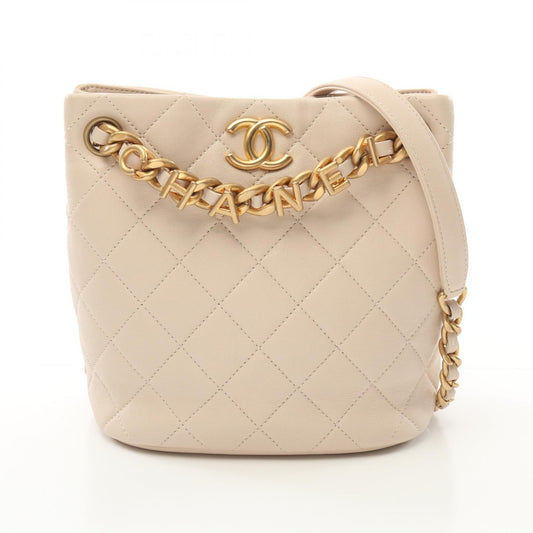 Chanel Small Lambskin Bucket Shoulder Bag Beige