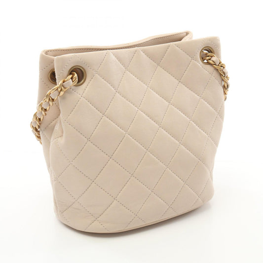 Chanel Small Lambskin Bucket Shoulder Bag Beige