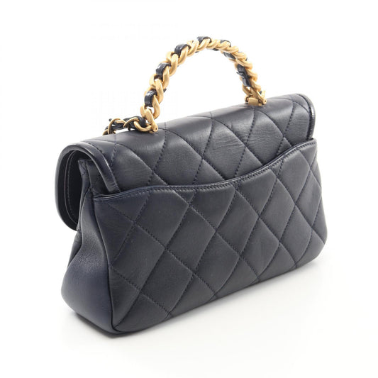 Chanel Lambskin Top Handle Shoulder Bag Navy