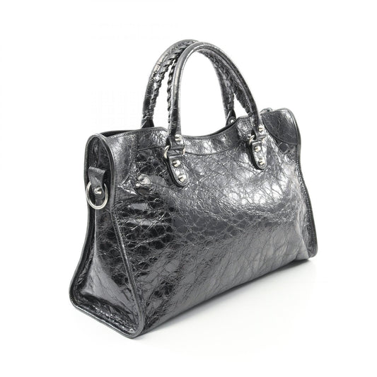 Balenciaga City Medium Leather Handbag Gray