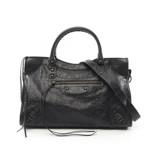 Balenciaga City Medium Leather Handbag Black