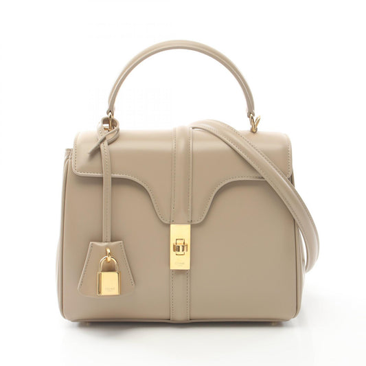 Celine 16 Small Leather Handbag Beige