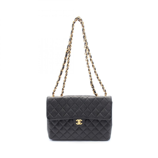 Chanel Leather Single Flap Shoulder Bag Black