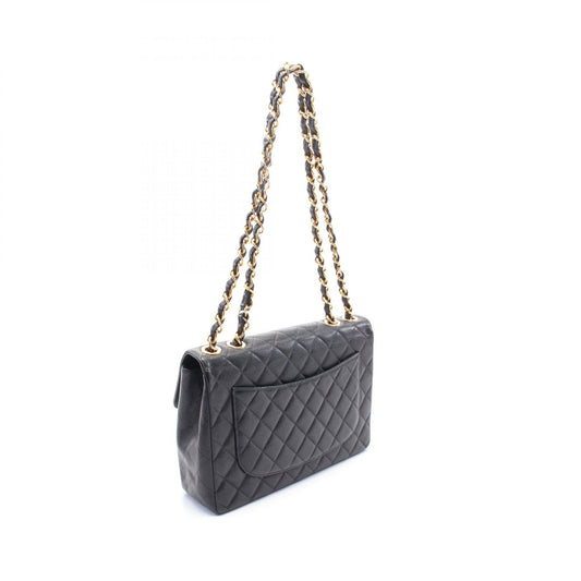 Chanel Leather Single Flap Shoulder Bag Black