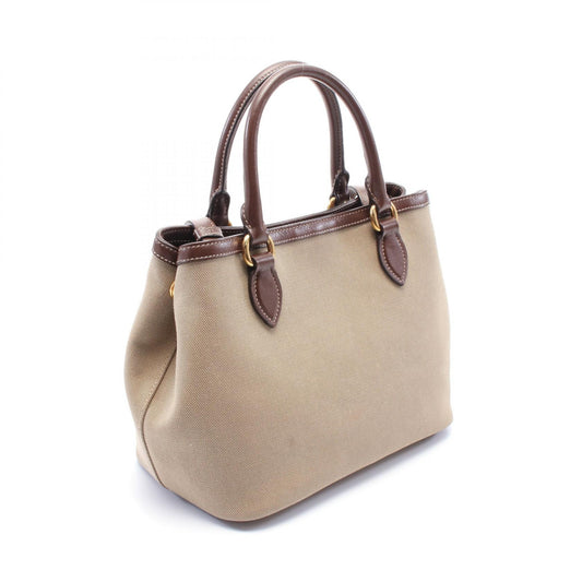 Prada Logo Jacquard Canvas Leather Handbag