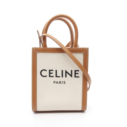 Celine Mini Vertical Cabas Canvas Leather Handbag