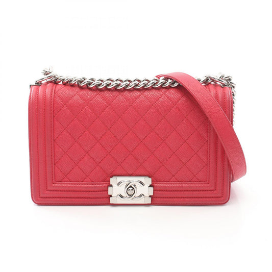 Chanel Boy Shoulder Bag Caviar Leather Red