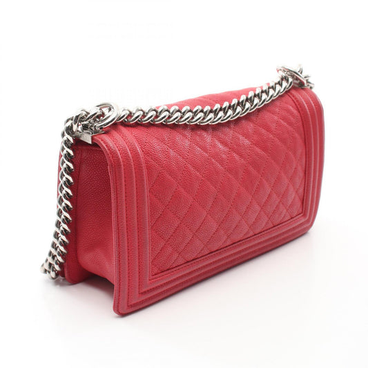 Chanel Boy Shoulder Bag Caviar Leather Red