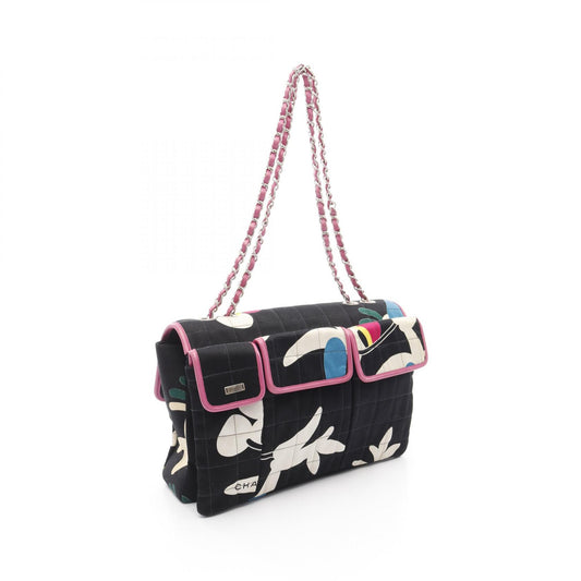 Chanel 2.55 Chocolate Bar Canvas Leather Shoulder Bag