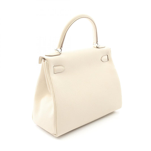 Hermes Kelly 28 Togo Handbag White