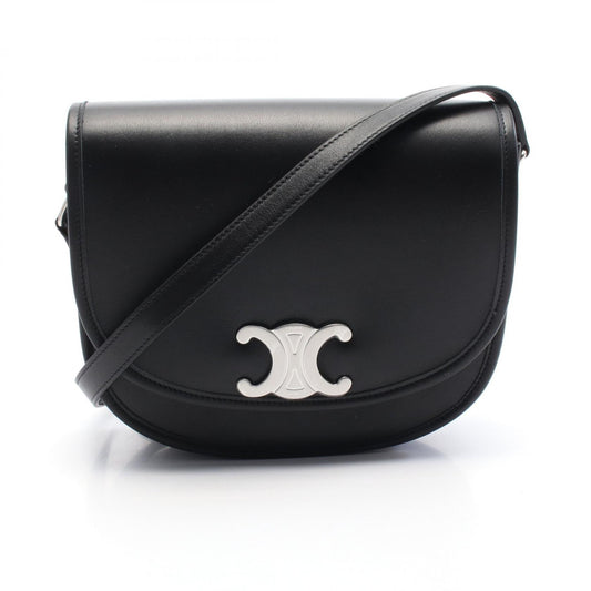 Celine Triomphe Leather Shoulder Bag Black