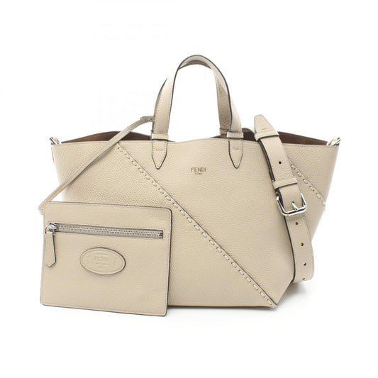 Fendi Leather Selleria Diagonal Small Tote Bag