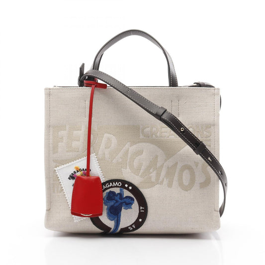 Salvatore Ferragamo Canvas Leather Tote Bag