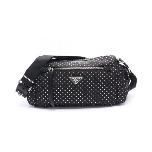 Prada Re-Nylon Leather Shoulder Bag Black