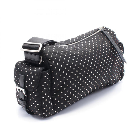 Prada Re-Nylon Leather Shoulder Bag Black