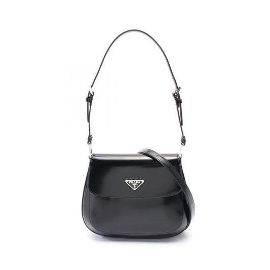 Prada PATTINA Leather Shoulder Bag Black