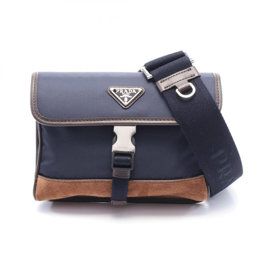 Prada Nylon Suede Leather Shoulder Bag