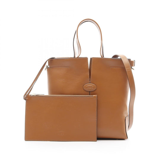 Tod's Di Leather Tote Bag Brown