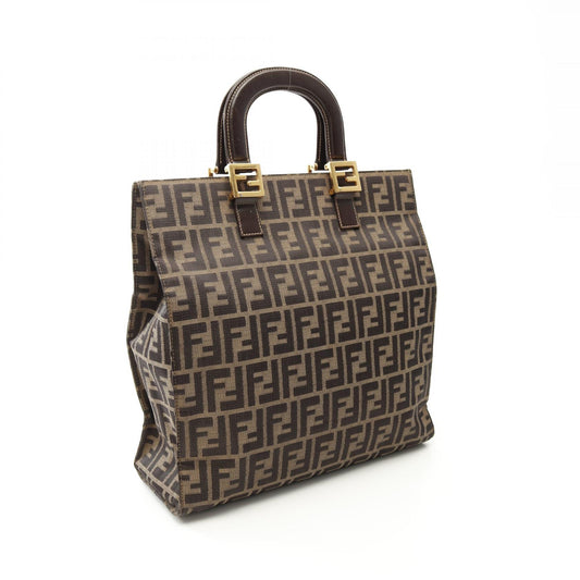 Fendi Zucca Canvas Leather Tote Bag
