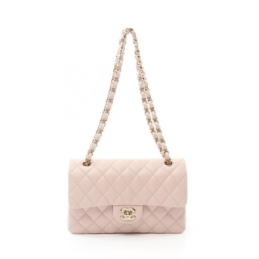 Chanel Matelasse W Flap Shoulder Bag Pink