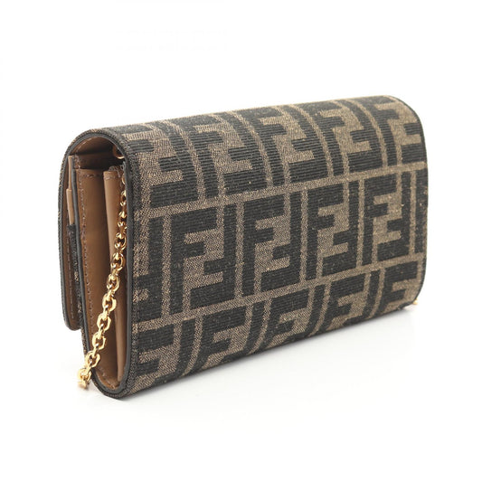 Fendi Zucca Canvas Leather Shoulder Bag