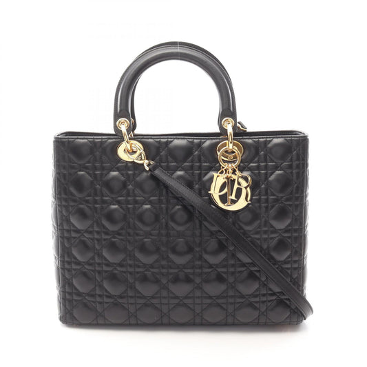 Dior Lady Dior Large Leather Handbag Black