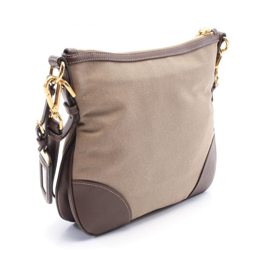 Prada Logo Jacquard Canvas Leather Shoulder Bag