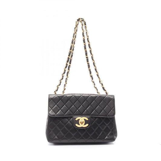 Chanel Lambskin Single Flap Shoulder Bag Black